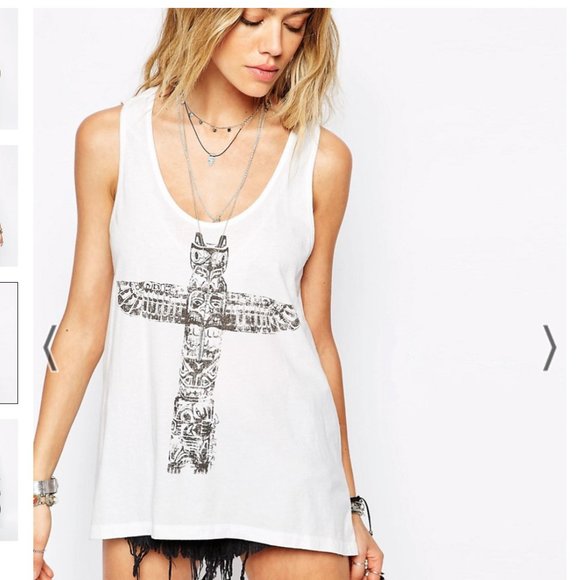 Vintage Y2K Denim & Supply Ralph Lauren White Graphic Tank Top - Picture 2 of 3